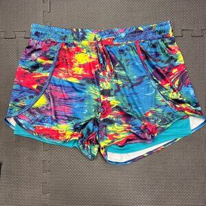 BlevonH Womens Multicolor Athletic Running Shorts With Liner Size L Quick-Dry Fa